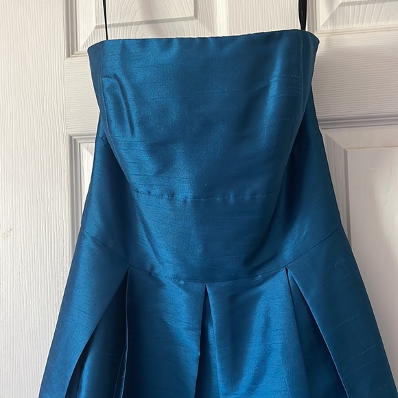 Alfred sung teal peacock cocktail party strapless prom dress w/pocket Size10 New - Picture 2 of 6